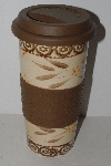 +MBA #1313-142  "Brown Old World Pattern Ceramic Tumbler"