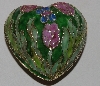 +MBA #1515-0136   "Pink & Green Cloisonne Enameled Heart Trimket Box"