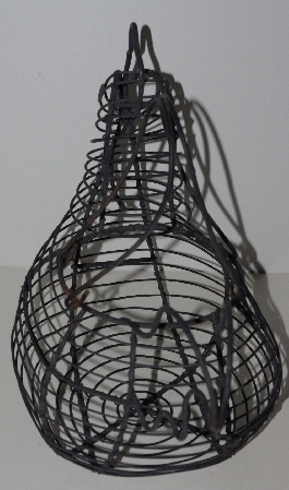 +MBA #1515-088   "1970's Black Metal Basket Wire Chicken Egg Basket"