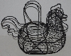 +MBA #1515-088   "1970's Black Metal Basket Wire Chicken Egg Basket"