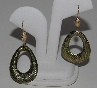 +MBA #1616-378   "14K Yellow & Green Gold Puffed Hoop Earrings"