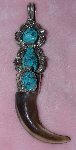 +MBA #1616-0222   "Large Signed Son Of Bear Blue Turquoise Grizzly Bear Claw Pendant"