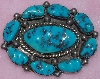 +MBA #1616-0290  "9 Stone Blue Turquoise Pin"