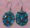 +MBA #1616-0284  "Pair Oval Vintage Blue Turquoise Earrings"