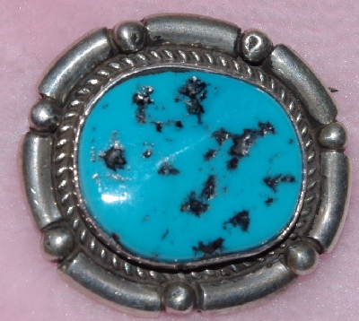 +MBA #1616-0292  "Small Signed Blue Turquoise Pin/Pendant"