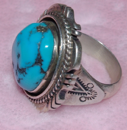 +MBA #1616-0293  " J. Nelson Signed Blue Turquoise Ring"