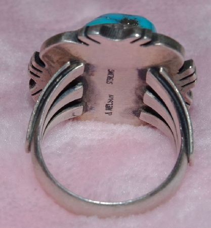 +MBA #1616-0293  " J. Nelson Signed Blue Turquoise Ring"