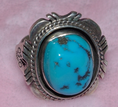 +MBA #1616-0293  " J. Nelson Signed Blue Turquoise Ring"
