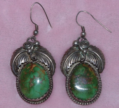 +MBA #1616-300   "Robert/Noreen Kelly Fancy Green Turquoise Earrings"