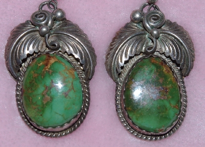 +MBA #1616-300   "Robert/Noreen Kelly Fancy Green Turquoise Earrings"