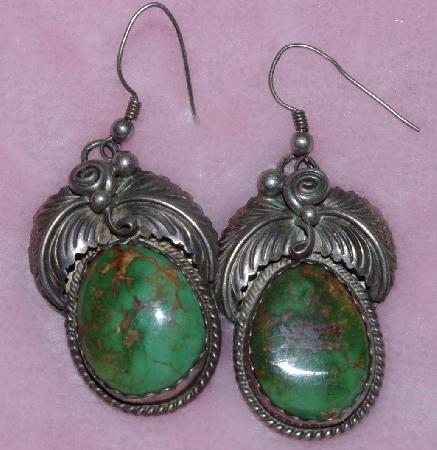 +MBA #1616-300   "Robert/Noreen Kelly Fancy Green Turquoise Earrings"
