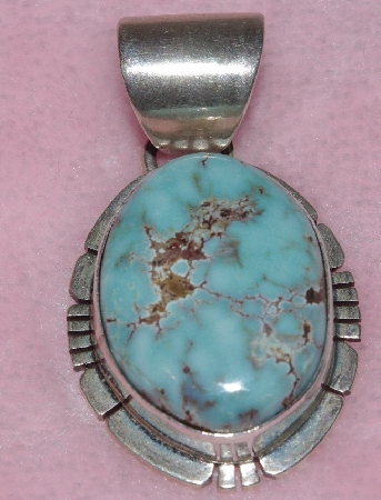 +MBA #1616-297  "P. Sanchez Sterling Blue Turquoise Pendant"