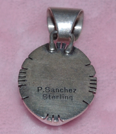 +MBA #1616-297  "P. Sanchez Sterling Blue Turquoise Pendant"