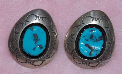 +MBA #1616-305  "Signed Blue Turquoise Earrings"
