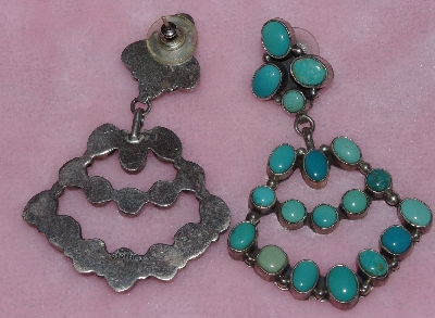 +MBA #1616-0281  "May Bennett Signed Green/Blue Turquoise Earrings"