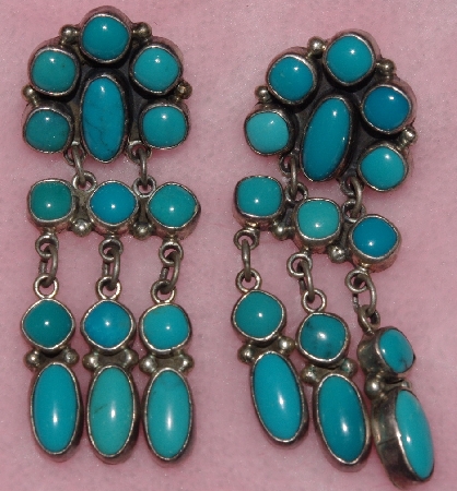 +MBA #1616-307  "NAKAI Signed Blue Turquoise Earrings"