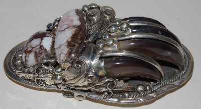 "SOLD"  MBA #1616-251  "M. Tsosie Signed  Crazy Horse Bear Claw Belt Buckle"