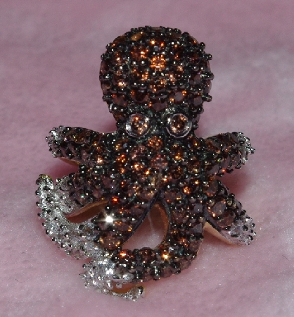 +MBA #1616-310  "Neda Behnam Gold Embraced Simulated Diamond Octopus Ring"