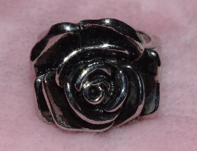 +MBA #1616-313  "Unique Black Anodized Stainless Steel Rose Ring"