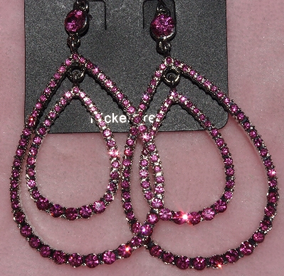 +MBA #1616-106    "Lilly Rocket Pink Crystal Rhinestone Earrings"
