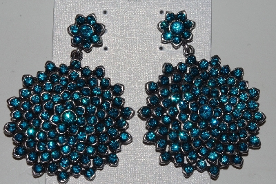 +MBA #1616-266  "Large Green Crystal Rhinestone Earrings"