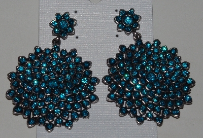 +MBA #1616-266  "Large Green Crystal Rhinestone Earrings"