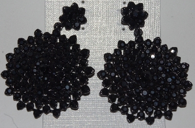 +MBA #1616-264   "Large Black Crystal Rhinestone Earrings"