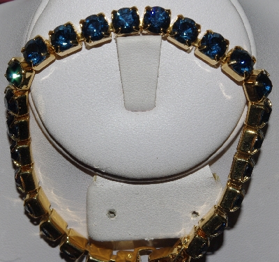 +MBA #1616-0036  "Gold Plated Blue CZ Bracelet"