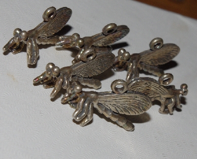 +MBA #1515-0179  "Set Of 6 Sterling Side View Dragonfly Pendants/Charms"