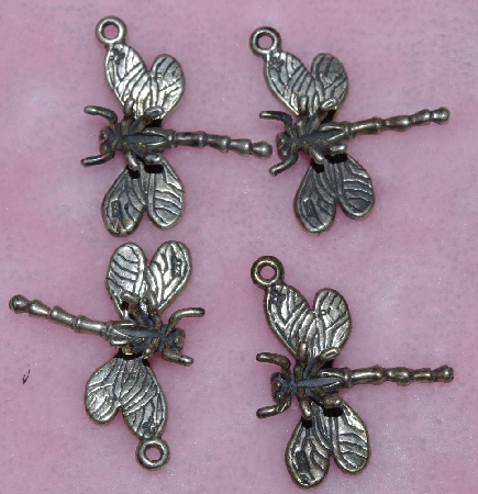 +MBA #1616-0017  "Set Of 4 Sterling Dragonfly Pendants/Charms"