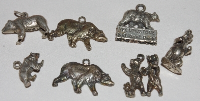 +MBA #1515-204  "Set Of 7 Mixed Sterling Bear Pendants/Charms"