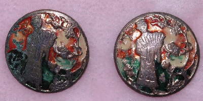 +MBA #1616-0078 "Set Of 2 Vintage Copper Cloisonne Pins"