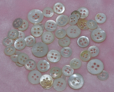 MBA #1616-0164  "Vintage Lot Of 74  White Shell Buttons