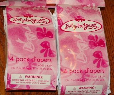 +MBA #1818-0267  "Lot Of 10 Four Packs Of Baby I'm Yours Doll Diapers"