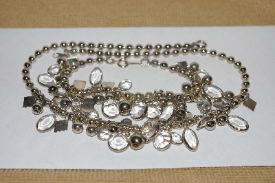 +MBA #1818-0055  "2 Piece Set Silvertone Clear Acrylic Crystal Necklace & Bracelet Set"