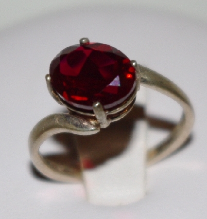 +MBA #1818-0102  "Sterling Oval Cut Garnet Ring"