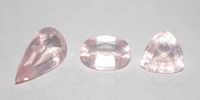 +MBA #1818-0177  " 1990's Set Of 3 Fancy Cut Rose Quartz Gemstones"