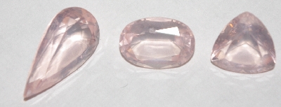 +MBA #1818-0177  " 1990's Set Of 3 Fancy Cut Rose Quartz Gemstones"