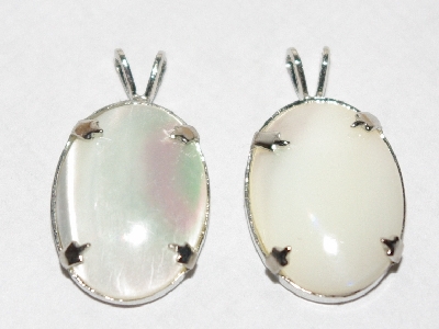 +MBA #1818-200  "Set Of 2 Sterling Mother Of Pearl Pendants"