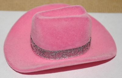 +MBA #1818--0088  "Silvertone Rhinestone Horseshoe Earrings In Pink Hat Box"