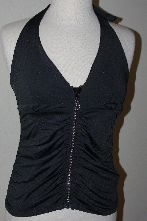 +MBA #1818-0013  "Venus Black Tie Back Rhinestone Tank"