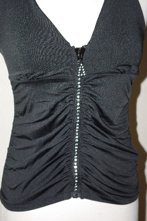 +MBA #1818-0013  "Venus Black Tie Back Rhinestone Tank"