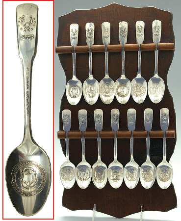+MBA #1919-P000  "1976 International Silver Co Original Thirtten Colonies Spoon Collection"