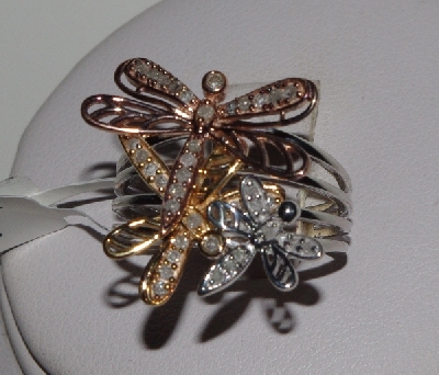 +MBA #J404-00015  "Tri Color Dragonfly Diamond Ring"