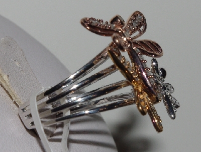 +MBA#J404-00019 "Tri Colored Dragonfly Diamond Ring"