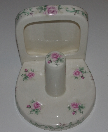 +MBA #2020-0180  "Pink Rose Ceramic Paper Towel Holder"