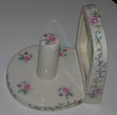 +MBA #2020-0180  "Pink Rose Ceramic Paper Towel Holder"