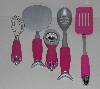 +MBA #2020-0054 "Set Of 5 Pink Silicone Handled Cooking Utensils"