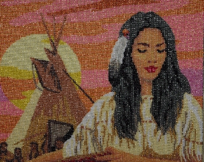 MBA #2020-0111 "Hand Beaded  "La Squaw" Tapestry"