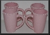 +MBA #2323-0057  "Set Of 4 Pink Ceramic I. Godinger & Co Coffee Cups"
